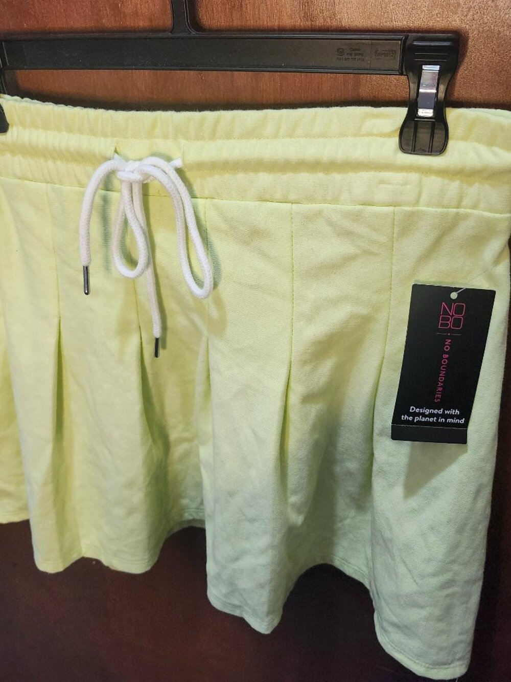 NO BOUNDARIES GREEN-YELLOW KNIT PLEATED MINI SKIRT Sz L (11-13)